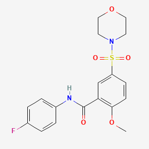 molecular formula C18H19FN2O5S B3500838 N-(4-FLUOROPHENYL)-2-METHOXY-5-(MORPHOLINE-4-SULFONYL)BENZAMIDE 