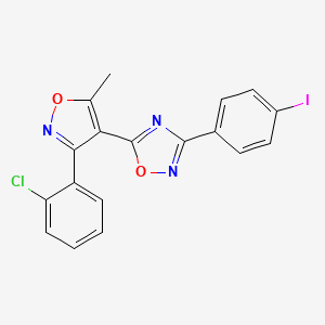 molecular formula C18H11ClIN3O2 B3500927 5-[3-(2-Chlorophenyl)-5-methyl-1,2-oxazol-4-yl]-3-(4-iodophenyl)-1,2,4-oxadiazole 