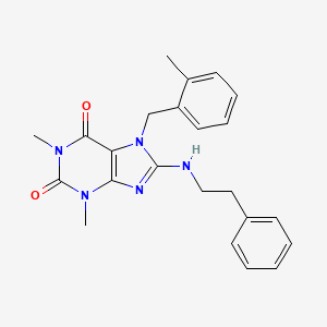 molecular formula C23H25N5O2 B3501111 1,3-Dimethyl-7-[(2-methylphenyl)methyl]-8-[(2-phenylethyl)amino]-2,3,6,7-tetrahydro-1H-purine-2,6-dione 