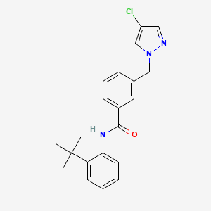 molecular formula C21H22ClN3O B3501122 N-[2-(TERT-BUTYL)PHENYL]-3-[(4-CHLORO-1H-PYRAZOL-1-YL)METHYL]BENZAMIDE 