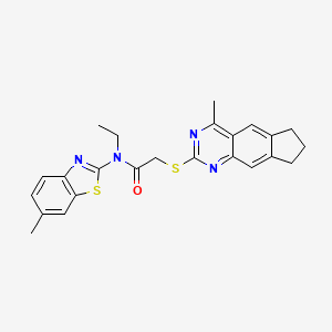 molecular formula C24H24N4OS2 B3501205 N-ethyl-N-(6-methyl-1,3-benzothiazol-2-yl)-2-[(4-methyl-7,8-dihydro-6H-cyclopenta[g]quinazolin-2-yl)sulfanyl]acetamide 