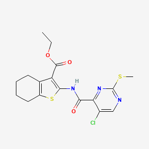 molecular formula C17H18ClN3O3S2 B3501379 ETHYL 2-[5-CHLORO-2-(METHYLSULFANYL)PYRIMIDINE-4-AMIDO]-4,5,6,7-TETRAHYDRO-1-BENZOTHIOPHENE-3-CARBOXYLATE 