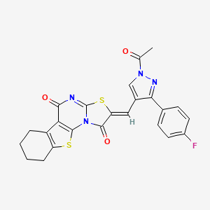 molecular formula C24H17FN4O3S2 B3501428 2-{(Z)-1-[1-acetyl-3-(4-fluorophenyl)-1H-pyrazol-4-yl]methylidene}-6,7,8,9-tetrahydro-5H-[1]benzothieno[3,2-e][1,3]thiazolo[3,2-a]pyrimidine-1,5-dione 