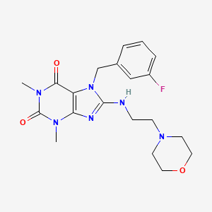 molecular formula C20H25FN6O3 B3501489 7-[(3-FLUOROPHENYL)METHYL]-1,3-DIMETHYL-8-{[2-(MORPHOLIN-4-YL)ETHYL]AMINO}-2,3,6,7-TETRAHYDRO-1H-PURINE-2,6-DIONE 