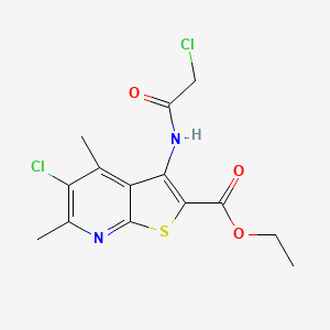 molecular formula C14H14Cl2N2O3S B3501508 ETHYL 5-CHLORO-3-(2-CHLOROACETAMIDO)-4,6-DIMETHYLTHIENO[2,3-B]PYRIDINE-2-CARBOXYLATE 
