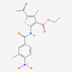 molecular formula C18H18N2O6S B3501582 ETHYL 5-ACETYL-4-METHYL-2-(3-METHYL-4-NITROBENZAMIDO)THIOPHENE-3-CARBOXYLATE 