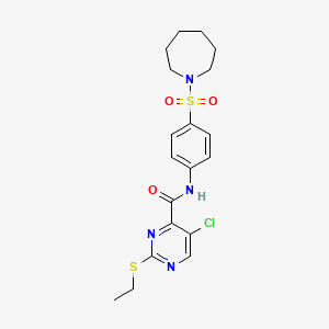 molecular formula C19H23ClN4O3S2 B3501896 N-[4-(azepan-1-ylsulfonyl)phenyl]-5-chloro-2-(ethylsulfanyl)pyrimidine-4-carboxamide 