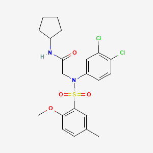 molecular formula C21H24Cl2N2O4S B3502303 N-cyclopentyl-2-(3,4-dichloro-N-(2-methoxy-5-methylphenyl)sulfonylanilino)acetamide 
