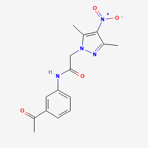 molecular formula C15H16N4O4 B3502311 N-(3-acetylphenyl)-2-(3,5-dimethyl-4-nitropyrazol-1-yl)acetamide 