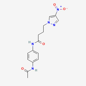molecular formula C15H17N5O4 B3502396 N-(4-ACETAMIDOPHENYL)-4-(4-NITRO-1H-PYRAZOL-1-YL)BUTANAMIDE 
