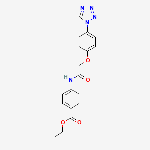 molecular formula C18H17N5O4 B3502751 ETHYL 4-{2-[4-(1H-1,2,3,4-TETRAZOL-1-YL)PHENOXY]ACETAMIDO}BENZOATE 