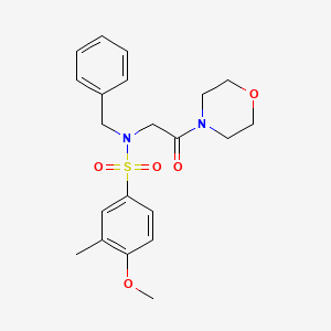 molecular formula C21H26N2O5S B3502861 N-BENZYL-4-METHOXY-3-METHYL-N-[2-(MORPHOLIN-4-YL)-2-OXOETHYL]BENZENE-1-SULFONAMIDE 