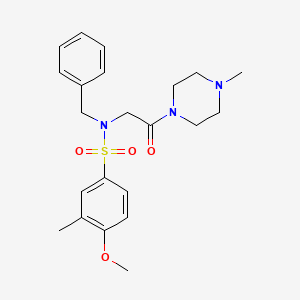 molecular formula C22H29N3O4S B3502866 N-BENZYL-4-METHOXY-3-METHYL-N-[2-(4-METHYLPIPERAZIN-1-YL)-2-OXOETHYL]BENZENE-1-SULFONAMIDE 