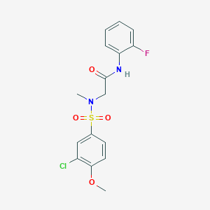 molecular formula C16H16ClFN2O4S B3502893 N~2~-[(3-chloro-4-methoxyphenyl)sulfonyl]-N-(2-fluorophenyl)-N~2~-methylglycinamide 