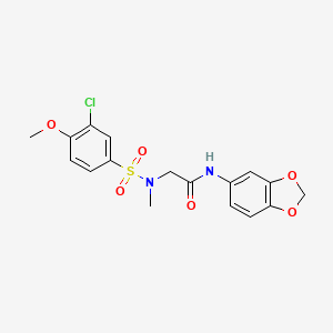 molecular formula C17H17ClN2O6S B3502921 N-1,3-benzodioxol-5-yl-N~2~-[(3-chloro-4-methoxyphenyl)sulfonyl]-N~2~-methylglycinamide 