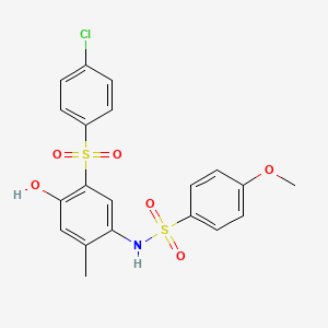 molecular formula C20H18ClNO6S2 B3502997 N-[5-(4-CHLOROBENZENESULFONYL)-4-HYDROXY-2-METHYLPHENYL]-4-METHOXYBENZENE-1-SULFONAMIDE 
