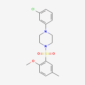 molecular formula C18H21ClN2O3S B3503152 1-(3-CHLOROPHENYL)-4-(2-METHOXY-5-METHYLBENZENESULFONYL)PIPERAZINE 