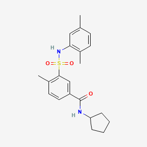 molecular formula C21H26N2O3S B3503216 N-cyclopentyl-3-[(2,5-dimethylphenyl)sulfamoyl]-4-methylbenzamide 