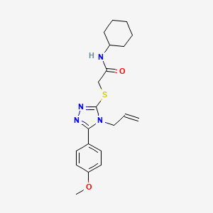 molecular formula C20H26N4O2S B3503269 N-cyclohexyl-2-{[5-(4-methoxyphenyl)-4-(prop-2-en-1-yl)-4H-1,2,4-triazol-3-yl]sulfanyl}acetamide 