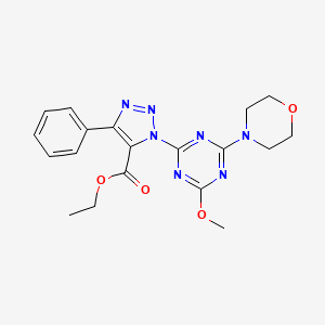 molecular formula C19H21N7O4 B3503364 ethyl 1-[4-methoxy-6-(morpholin-4-yl)-1,3,5-triazin-2-yl]-4-phenyl-1H-1,2,3-triazole-5-carboxylate 