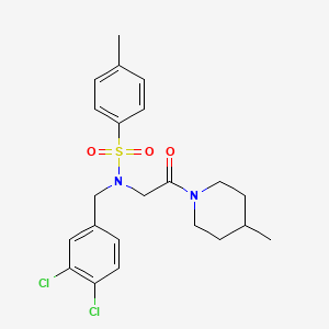 molecular formula C22H26Cl2N2O3S B3503392 N-[(3,4-DICHLOROPHENYL)METHYL]-4-METHYL-N-[2-(4-METHYLPIPERIDIN-1-YL)-2-OXOETHYL]BENZENE-1-SULFONAMIDE 