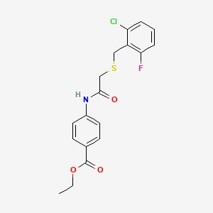 molecular formula C18H17ClFNO3S B3503395 ethyl 4-({[(2-chloro-6-fluorobenzyl)thio]acetyl}amino)benzoate 