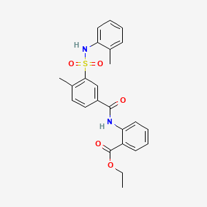 molecular formula C24H24N2O5S B3503531 ethyl 2-[(4-methyl-3-{[(2-methylphenyl)amino]sulfonyl}benzoyl)amino]benzoate 