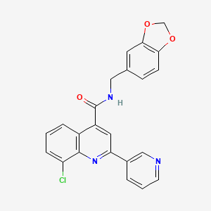 molecular formula C23H16ClN3O3 B3503973 N-[(2H-13-BENZODIOXOL-5-YL)METHYL]-8-CHLORO-2-(PYRIDIN-3-YL)QUINOLINE-4-CARBOXAMIDE 