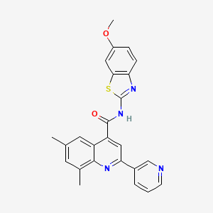 molecular formula C25H20N4O2S B3504231 N-(6-methoxy-1,3-benzothiazol-2-yl)-6,8-dimethyl-2-(pyridin-3-yl)quinoline-4-carboxamide 
