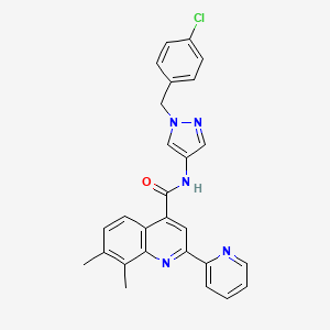 molecular formula C27H22ClN5O B3504339 N-[1-(4-chlorobenzyl)-1H-pyrazol-4-yl]-7,8-dimethyl-2-(2-pyridinyl)-4-quinolinecarboxamide 