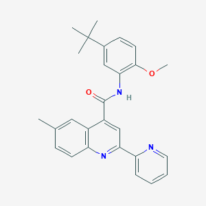molecular formula C27H27N3O2 B3504477 N-(5-tert-butyl-2-methoxyphenyl)-6-methyl-2-(pyridin-2-yl)quinoline-4-carboxamide 