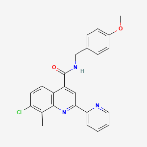 molecular formula C24H20ClN3O2 B3504495 7-CHLORO-N-[(4-METHOXYPHENYL)METHYL]-8-METHYL-2-(PYRIDIN-2-YL)QUINOLINE-4-CARBOXAMIDE 