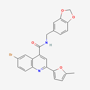 molecular formula C23H17BrN2O4 B3504632 N-(1,3-benzodioxol-5-ylmethyl)-6-bromo-2-(5-methyl-2-furyl)-4-quinolinecarboxamide 