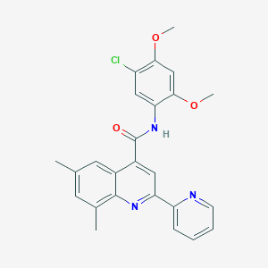 molecular formula C25H22ClN3O3 B3504665 N-(5-chloro-2,4-dimethoxyphenyl)-6,8-dimethyl-2-(2-pyridinyl)-4-quinolinecarboxamide 