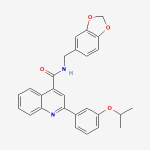 molecular formula C27H24N2O4 B3504731 N-[(2H-13-BENZODIOXOL-5-YL)METHYL]-2-[3-(PROPAN-2-YLOXY)PHENYL]QUINOLINE-4-CARBOXAMIDE 