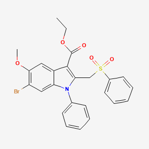 molecular formula C25H22BrNO5S B3504738 ETHYL 2-[(BENZENESULFONYL)METHYL]-6-BROMO-5-METHOXY-1-PHENYL-1H-INDOLE-3-CARBOXYLATE 