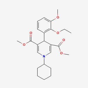 molecular formula C24H31NO6 B3504817 dimethyl 1-cyclohexyl-4-(2-ethoxy-3-methoxyphenyl)-1,4-dihydro-3,5-pyridinedicarboxylate 
