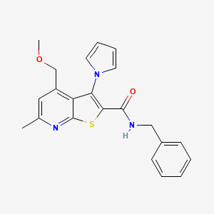 molecular formula C22H21N3O2S B3504842 N-benzyl-4-(methoxymethyl)-6-methyl-3-(1H-pyrrol-1-yl)thieno[2,3-b]pyridine-2-carboxamide 