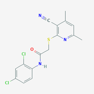 molecular formula C16H13Cl2N3OS B3504846 2-[(3-cyano-4,6-dimethylpyridin-2-yl)sulfanyl]-N-(2,4-dichlorophenyl)acetamide 