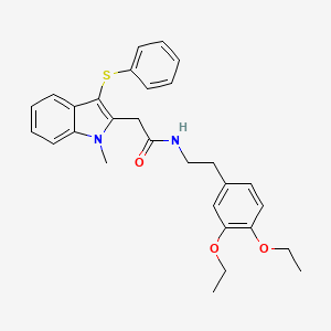 molecular formula C29H32N2O3S B3504897 N-[2-(3,4-diethoxyphenyl)ethyl]-2-[1-methyl-3-(phenylsulfanyl)-1H-indol-2-yl]acetamide 