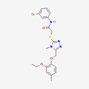 molecular formula C21H23BrN4O3S B3504963 N-(3-bromophenyl)-2-({5-[(2-ethoxy-4-methylphenoxy)methyl]-4-methyl-4H-1,2,4-triazol-3-yl}sulfanyl)acetamide 