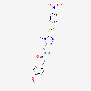 molecular formula C21H23N5O4S B3504976 N-({4-ethyl-5-[(4-nitrobenzyl)sulfanyl]-4H-1,2,4-triazol-3-yl}methyl)-2-(4-methoxyphenyl)acetamide 