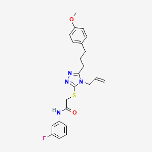 molecular formula C23H25FN4O2S B3505193 N-(3-fluorophenyl)-2-({5-[3-(4-methoxyphenyl)propyl]-4-(prop-2-en-1-yl)-4H-1,2,4-triazol-3-yl}sulfanyl)acetamide 