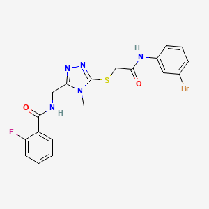molecular formula C19H17BrFN5O2S B3505226 N-{[5-({2-[(3-bromophenyl)amino]-2-oxoethyl}sulfanyl)-4-methyl-4H-1,2,4-triazol-3-yl]methyl}-2-fluorobenzamide 