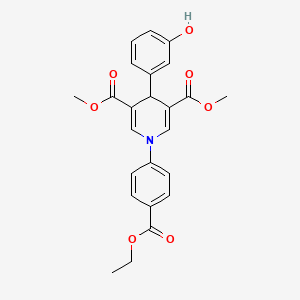 molecular formula C24H23NO7 B3505302 Dimethyl 1-[4-(ethoxycarbonyl)phenyl]-4-(3-hydroxyphenyl)-1,4-dihydropyridine-3,5-dicarboxylate 