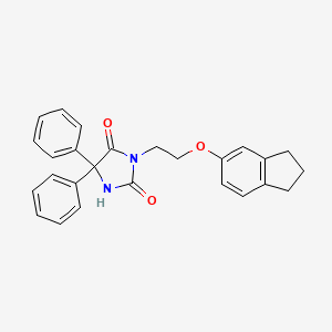 molecular formula C26H24N2O3 B3505456 3-[2-(2,3-dihydro-1H-inden-5-yloxy)ethyl]-5,5-diphenylimidazolidine-2,4-dione 