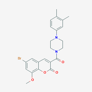 molecular formula C23H23BrN2O4 B3505475 6-BROMO-3-[4-(3,4-DIMETHYLPHENYL)PIPERAZINE-1-CARBONYL]-8-METHOXY-2H-CHROMEN-2-ONE 