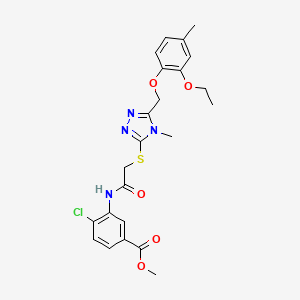 molecular formula C23H25ClN4O5S B3505519 methyl 4-chloro-3-{[({5-[(2-ethoxy-4-methylphenoxy)methyl]-4-methyl-4H-1,2,4-triazol-3-yl}sulfanyl)acetyl]amino}benzoate 