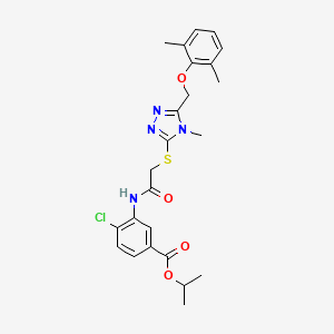 molecular formula C24H27ClN4O4S B3505599 propan-2-yl 4-chloro-3-{[({5-[(2,6-dimethylphenoxy)methyl]-4-methyl-4H-1,2,4-triazol-3-yl}sulfanyl)acetyl]amino}benzoate 
