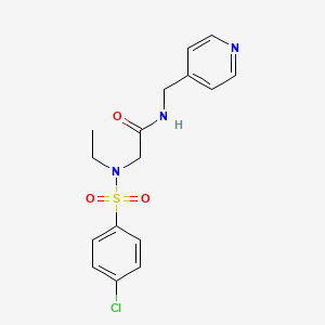 molecular formula C16H18ClN3O3S B3505760 N~2~-[(4-chlorophenyl)sulfonyl]-N~2~-ethyl-N-(pyridin-4-ylmethyl)glycinamide 